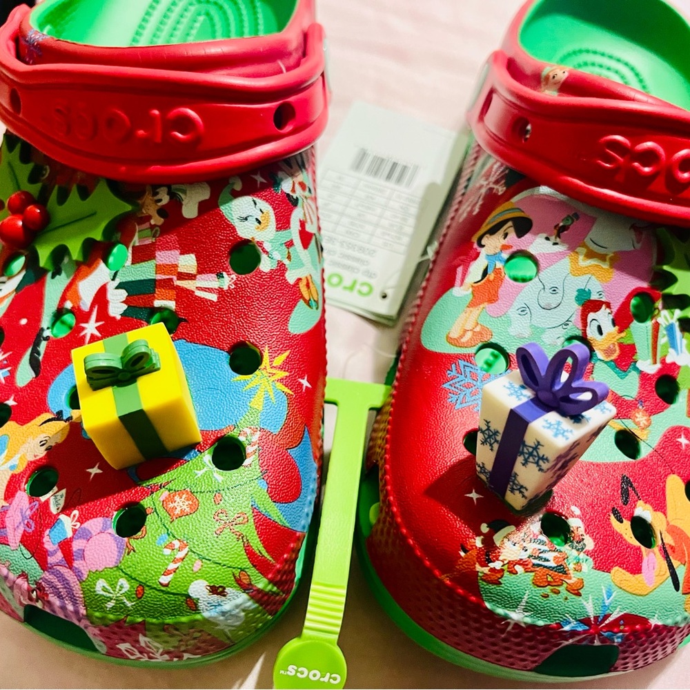 Mickey Mouse and Friends CROCS Vibrant Red and Green Holiday Clogs